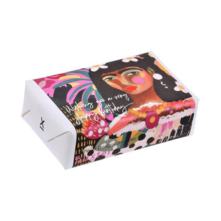 Huxter natural soap wrapped with Inkheart Designs art series 'Reba flowers' cover